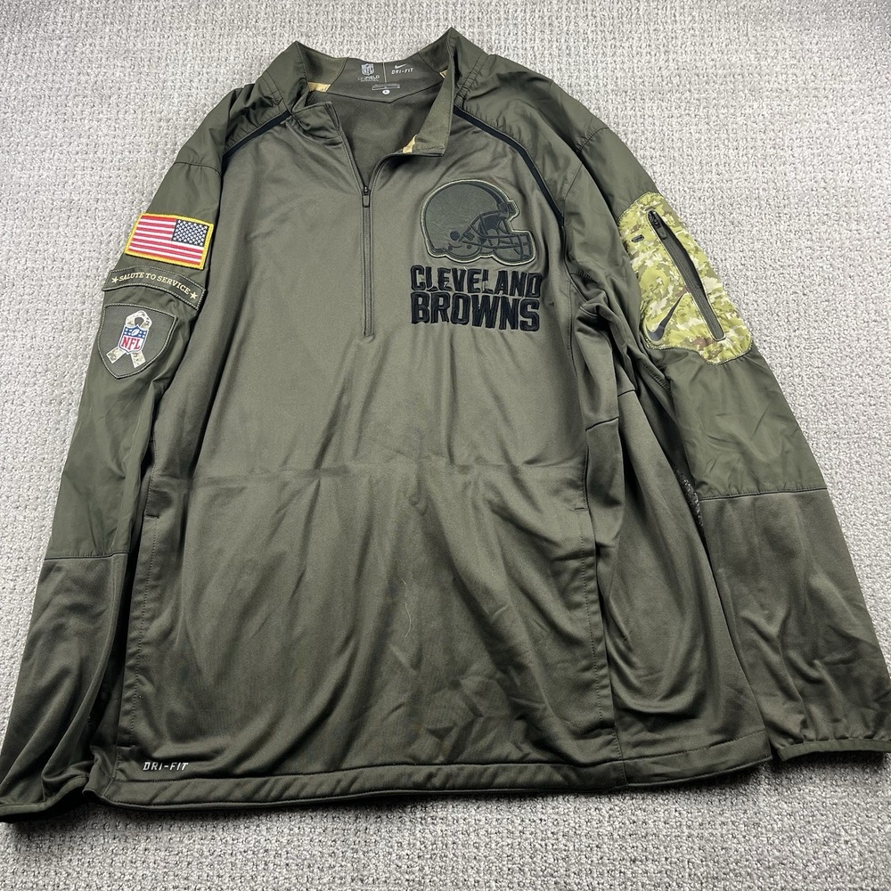 Nike Salute To Service Cleveland Browns 1/4 Zip Pullover Mens Large Dri Fit Camo